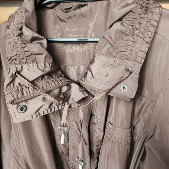 ARMAND THIERY utility raincoat jacket long TAN Size 14/16 - Picture 9 of 16